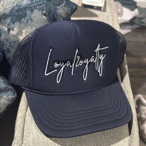 Navy Blue Mesh Cap with White Embroidery